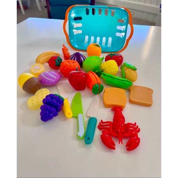 Cutting Play Food Toy for Kids Kitchen, Pretend Fruit & Vegetables Accessories - Picture 3 of 3